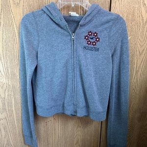 grey hollister zip up Hoodie